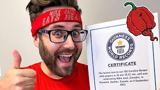 100 Carolina Reaper Chilli Peppers Guinness World Records Fastest Time guinnessworldrecords [upl. by Materi]