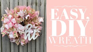 How to Make an Easy Mesh Wreath  Ruffled Wreath Tutorial  How to Make a Bow by Hand [upl. by Hawthorn]