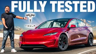 TESTED Tesla Model 3 Performance  060 Quarter Mile Skidpad Range amp More [upl. by Nohcim]