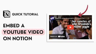 How to Embed a YouTube Video on Notion Quick Tutorial [upl. by Notse121]