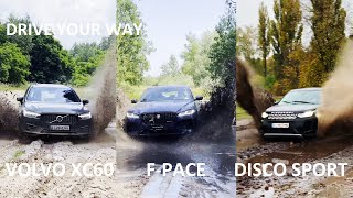 VOLVO XC60 vs JAGUAR F PACE vs DISCOVERY SPORT Off Road  What is your choice [upl. by Riatsila708]