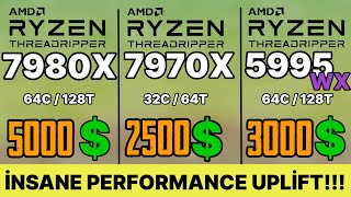 Threadripper 79780X VS 7970X VS TR 5995WX VS Threadripper 3970X VS R9 7950X VS İ9 14900K [upl. by Nallek]