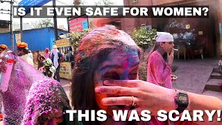 My HONEST EXPERIENCE Holi 2023 as a SOLO Female in MATHURA  Scary and EyeOpening In Hindi [upl. by Eatnom596]