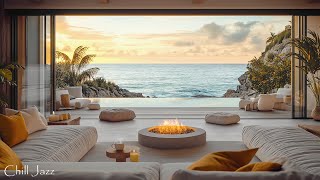 Luxury Autumn Beachfront Ambience with Upbeat Bossa Nova Jazz Music to Begin Your Week [upl. by Aubry]