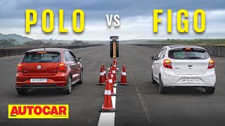 Drag Race Volkswagen Polo vs Ford Figo S  Power to the people  Autocar India [upl. by Kcirddec]