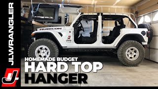 Jeep JL Wrangler HARD TOP HOIST  DIY Homemade Ceiling Hanger on a BUDGET [upl. by Anis]