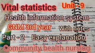 Vital statisticsHealth information systemunit9  part  2 GNM 3rd year community health nursing [upl. by Milicent711]