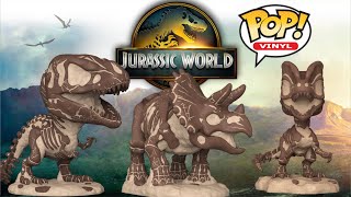 Increíbles Figuras Jurassic World  Fósiles de Tyrannosaurus Dilophosaurus y Triceratops Funko POP [upl. by Accemahs]