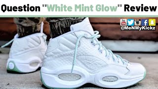 Reebok Question Mid EE White Mint Glow Review  On Foot · CM9417 [upl. by Lattie]