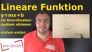 lineare Funktion  Graph ablesen  ganz einfach erklärt  Lehrerschmidt [upl. by Cocks]