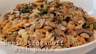 HOW I MAKE BEEF STROGANOFFEASY BEEF STROGANOFFBEEF AND PASTA RECIPEEASY DINNER RECIPEJjen B [upl. by Wilmer]