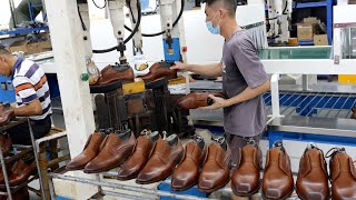 Amazing leather shoe manufacturing processChinese shoe factory [upl. by Artemis559]