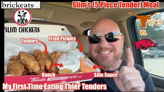 Slim Chickens First Time Tender REVIEW 5 Tenders and Fried Pickles  Hook Em brickeats [upl. by Dublin]