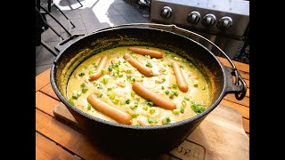 Deftige Erbsensuppe aus dem Dutch Oven Gasgrill Rezept [upl. by Euqinom794]