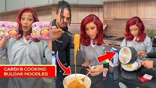 A MUST WATCH Cardi B Cooking Delicious Buldak Noodles [upl. by Erdman]