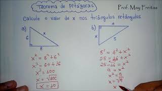 Aula 2  Teorema de Pitágoras Exemplos de aplicações [upl. by Naujtna]