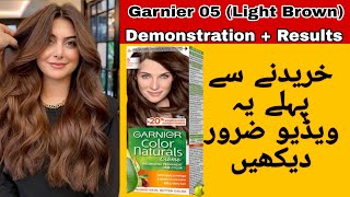 Garnier 5 no hair color  Garnier light brown color  Garnier hair color  Hair color demonstration [upl. by Martineau]