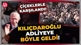 Kılıçdaroğluna siyasi yasak davası quotHak hukuk adaletquot sloganları eşliğinde adliyeye geldi [upl. by Ania661]