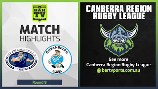 West Belconnen Warriors v Queanbeyan Blues  Round 9 Highlights  Canberra Region Rugby League 2022 [upl. by Akierdna]