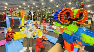 Nerf War  Amusement Park Battle 82 Nerf First Person Shooter [upl. by Dnalevelc]