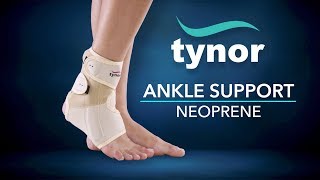 How to wear Tynor Ankle Support Neoprene for support and compression to weak or injured ankle [upl. by Haila]