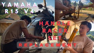 YAMAHA R15 V4 Handle Racer Installation  Handle problem solved😱 yamaha r15 v4 cone set changing [upl. by Yalhsa]