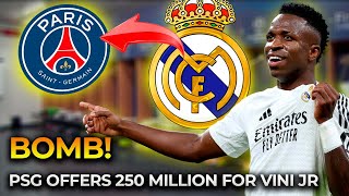 💥BOMBSHELL PSG OFFERS 250 MILLION FOR VINI JR – This Will Be The End Of The Star At Real Madrid [upl. by Kimmel]