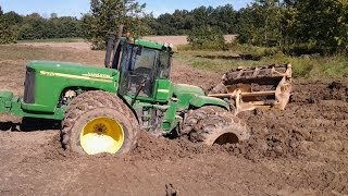 Moving the dirt with our new 750J Deere and 9520 Scraper Tractor and Pans [upl. by Ayatnwahs]