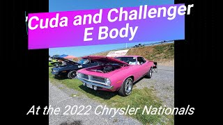 Cuda and Challenger E Body At the 2022 Chrysler Nationals [upl. by Revkah963]