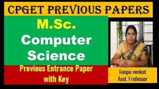 CPGET Previous question papers  MSc Computer Science Entrance paper with key  PG Entrance papers [upl. by Yessej]