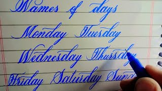 Easy Cursive Writing PracticeBest Cursive WritingName Of Days ArtWithBaig [upl. by Ardnik]