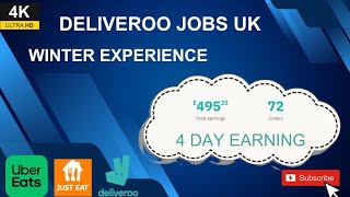 deliveroo jobs uk 4 days earning Uber eats food delivery just eat delivery uk🇬🇧🇬🇧 [upl. by Nollahs]