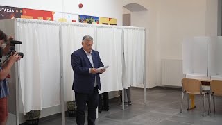 Hungary’s populist leader Viktor Orban casts his ballot in European Parliament election [upl. by Grey]