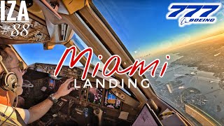 B777 MIA 🇺🇸 Miami  LANDING 12  4K Cockpit View  ATC amp Crew Communications [upl. by Gentille]