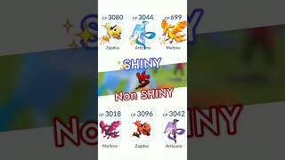 ✨ Shiny vs Non Shiny LEGENDARY BIRDS in Pokemon GO [upl. by Nialb709]