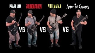 Ultimate Grunge Guitar Riffs Battle Pearl Jam VS Soundgarden VS Nirvana VS Alice in Chains [upl. by Orrocos531]