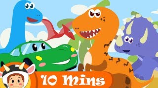 Ten Little Dinosaurs and More Songs  BabyMoo Songs for Kids  10 Mins Compilation [upl. by Frances]