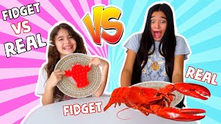 FIDGET VS REAL FOOD CHALLENGE Jasmine and Bella [upl. by Timrek]