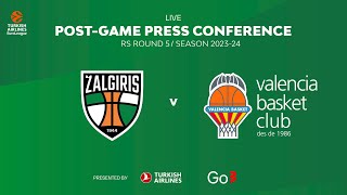 Žalgiris  Valencia Basket  Press Conference  EuroLeague 202324 Round 5 [upl. by Enorahs]