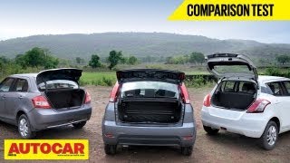 Mahindra Verito Vibe Vs Maruti Suzuki Dzire Vs Maruti Suzuki Swift  Comparison Test  Autocar India [upl. by Eilrahs]