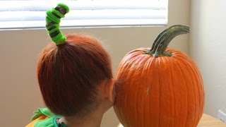 かんたん おもしろい ハロウィーンのヘアスタイル／パンプキンヘア Pumpkin Hair [upl. by Anyg81]