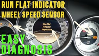 Run flat indicator inoperative fault secret menu  wheel speed sensor  Mercedes c class w204 [upl. by Noslrac]