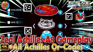 Gameplay Zeal ACHILLES A8  All Old QrCodes  Геймплей Zeal Achilles A8  Beyblade Burst Quadstrike [upl. by Ishii]