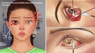 Satisfying Eye Stone Removal Animation Conjunctivitis Treatment  Meibomian Gland Treatment  ASMR [upl. by Herrington]