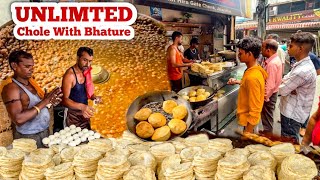 Unlimted PALAK KI Gravy Wala CCHOLE With BHATURE  Jalandhar Street Food Tour [upl. by Englebert]