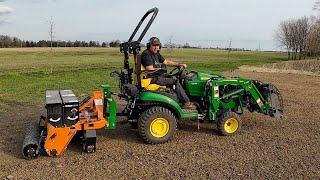 Subcompact ‘Toy’ Gettin It Done Tilling Power Raking amp SEEDING with Compact Tractors Ventrac 4520 [upl. by Nwahsaj149]