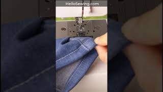 Sewing tip 76  SEWING JEANS HEM on a domestic machine sewingtips sewing shorts [upl. by Melessa]