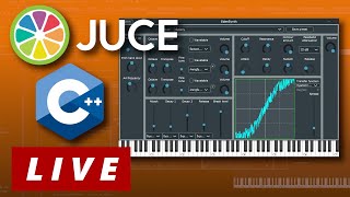 Virtual Analog Synthesizer Plugin in JUCE C Framework  Live Coding  audio programming [upl. by Sampson]