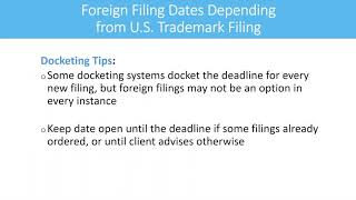 Docketing Excellence™ Webinar 25 How Docketing Fits With Your International TM Filing Strategies [upl. by Uaerraj]