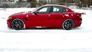 Alfa Romeo Giulia QV Winter Snow Drifting Drive On Continental DWS06 Plus  Insane Fun [upl. by Nath3]